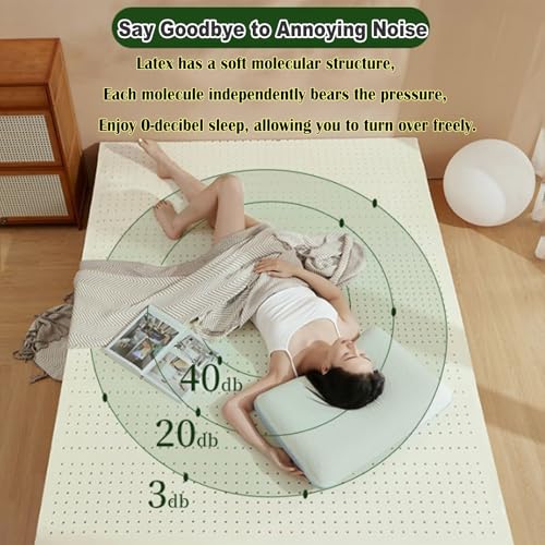 Wjiany Topper Per Materasso In Lattice Naturale Premium, 2,5/5/7,5/10 Cm, Con Rivestimento In Cotone Biologico Misura Matrimoniale,2.5Cm,80Cm*200Cm - 5