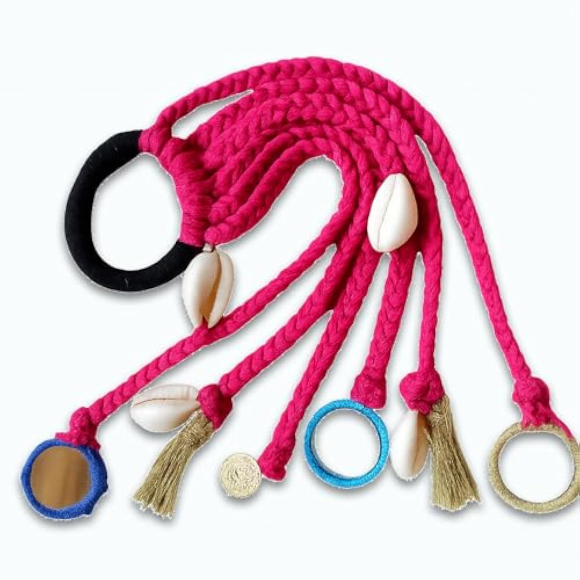 Handmade Boho Hair Tie with Braided Cotton Threads