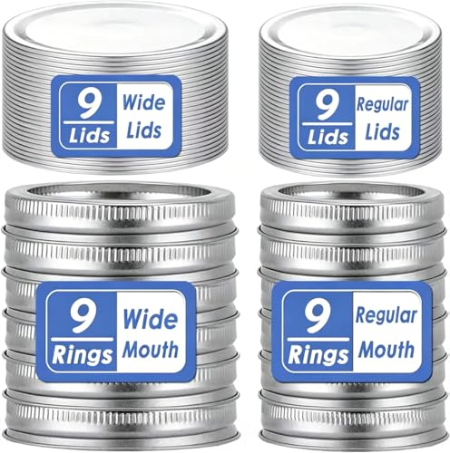 36 Pcs/18 Sets Wide Mouth Canning Lids with Rings Fits Ball Kerr & More Premium Mason Jar Lids with Rings for Regular Mouth Ball Kerr Jars - Food Grade Material