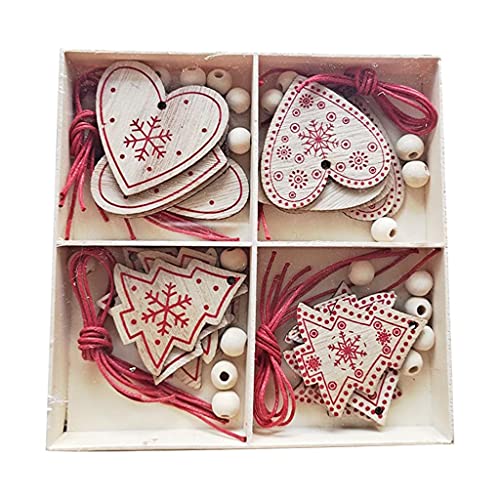 Set di 20 ciondoli natalizi in legno, ornamento da appendere per la casa, festa di Natale, trucioli di legno, ornamenti per albero