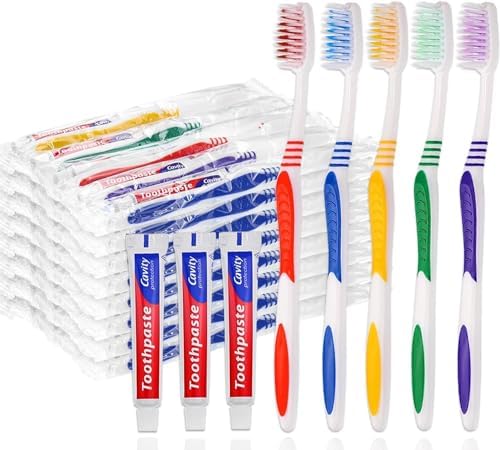 500 Pcs Disposable Toothbrushes with Toothpaste Individually Wrapped, 10g Travel Toothpaste Single Use Manual Toothbrush for Adults Guests Travel Hotel Homeless (5 Colors) image 4
