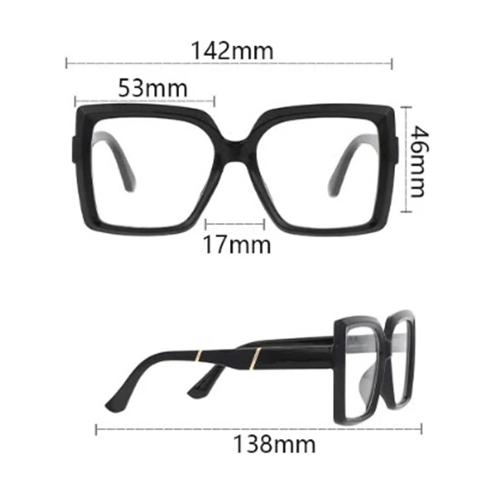 Fajne oprawki okularów, kwadratowe oprawki okularów 142 x 138 mm, bardzo duże oprawki okularów, przyjazne dla środowiska okulary Abs