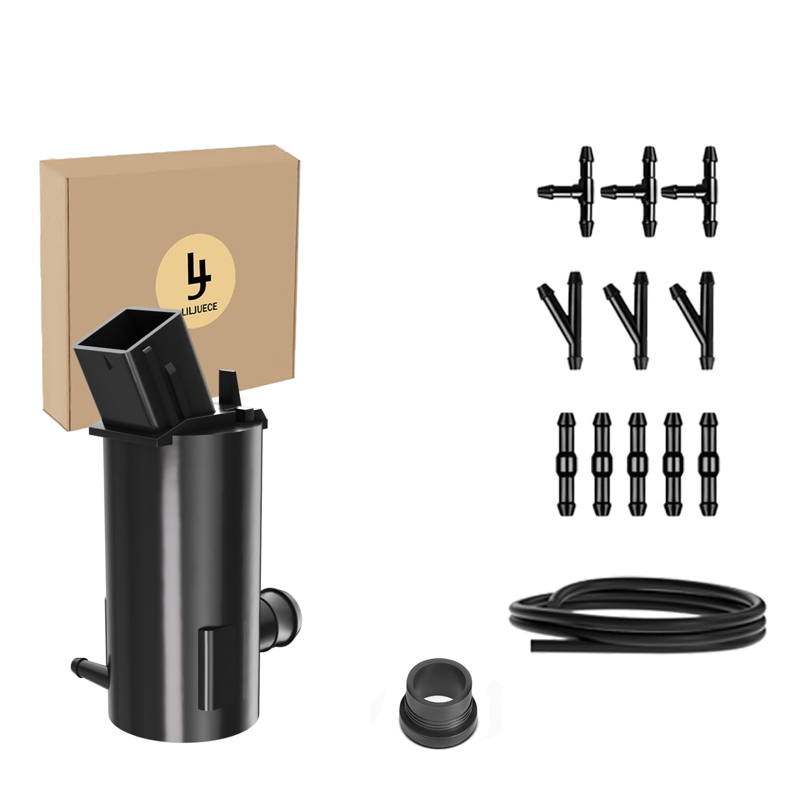 Windshield Washer Pump Fit HYUNDAI, Kia, Fit 2007-2013 Elantra, 2010-2015 Sonata, Washer Motor with 1x2M Hose & 11 Connectors - Replaces 98510-26000, 9851-1C000, 985102G000, 98510-1C500