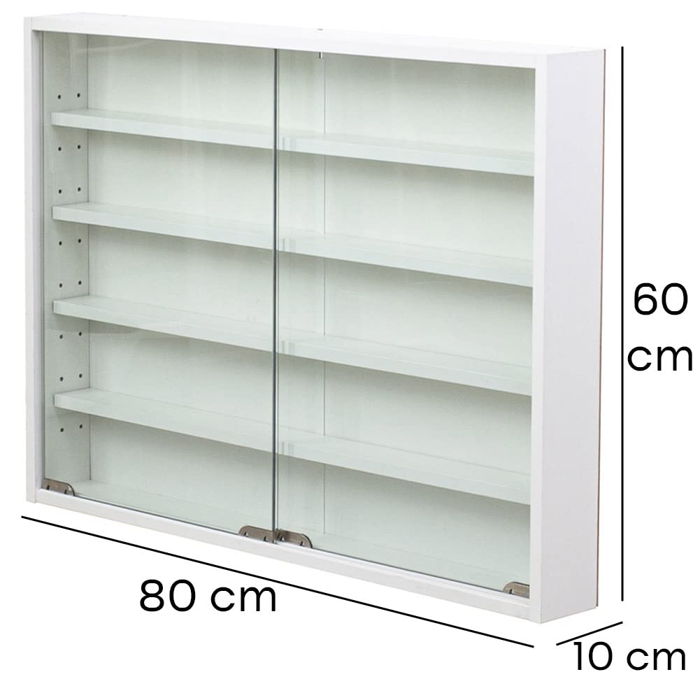Shally Dogan Vetrina per Collezioni e Miniature, Vetrinetta da Esposizione per Collezionismo, Design Moderno con Linee Squadrate, Bacheca in Legno di Colore Bianco, 80 x 10 x 60 cm