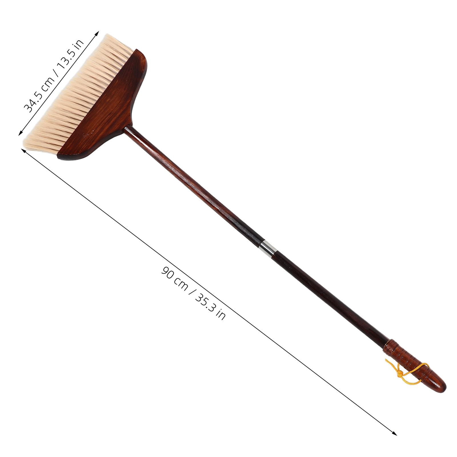 INOOMP Scopa Wood Home con setole morbide, manico lungo, colore marrone.