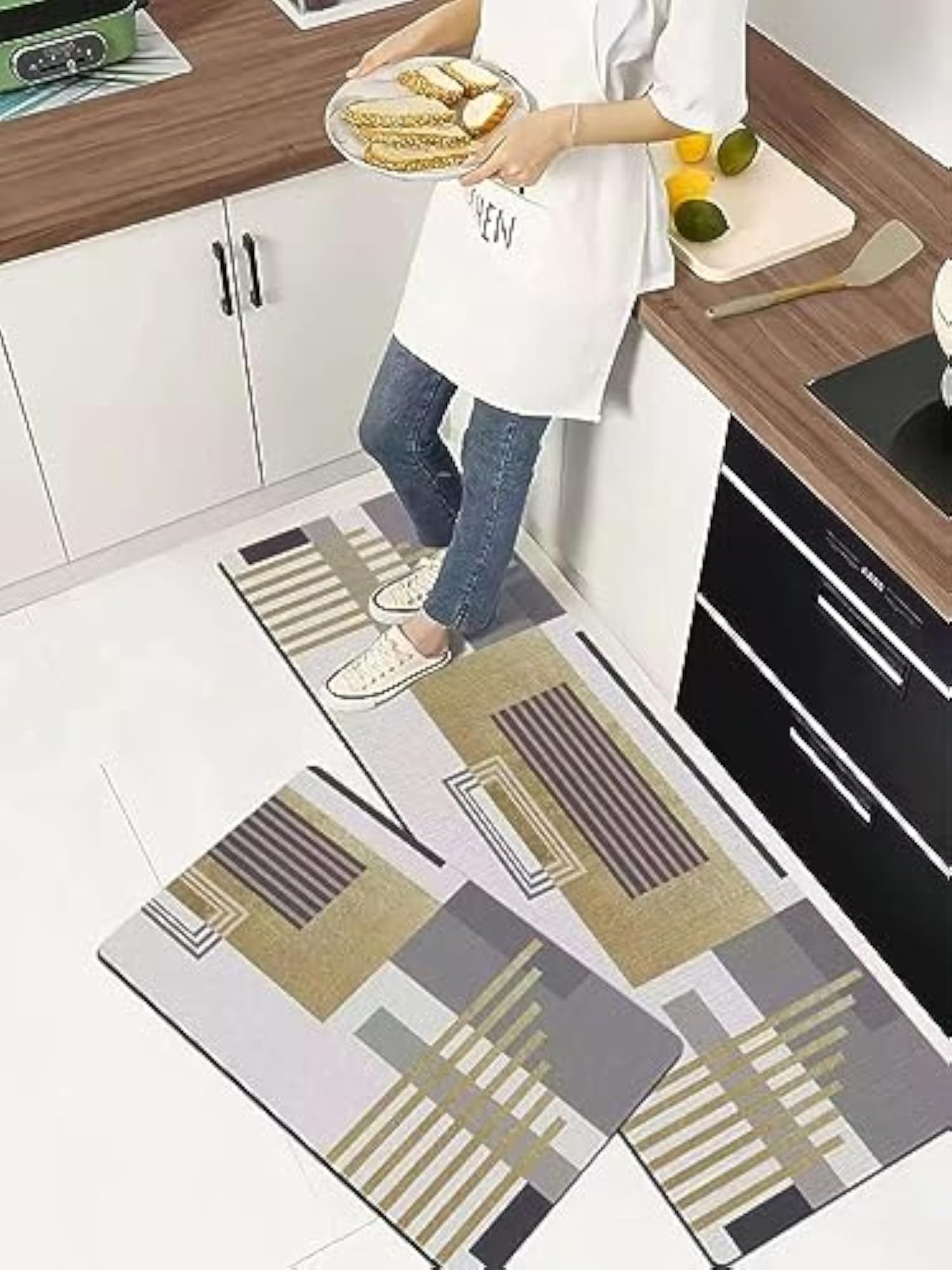 2 Pcs Kitchen Rugs and Mats, Cushioned Anti-Fatigue Floor Mat