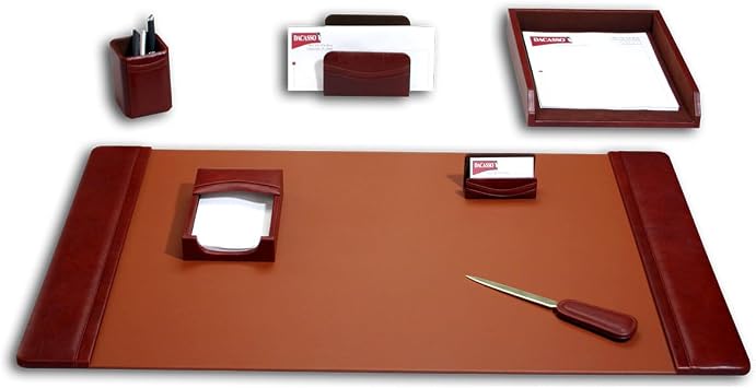 Dacasso Leather Desk Set, 7-Piece, Mocha D3004