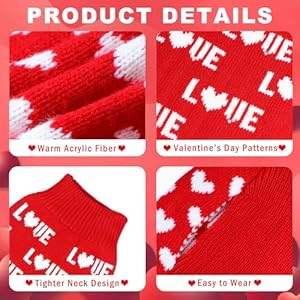 2 pack valentines day dog sweater dog valentines day clothes dog valentines outfit knitted dog sweaters for small medium large dogs pets red heart  red love xl   cucciolini doodles