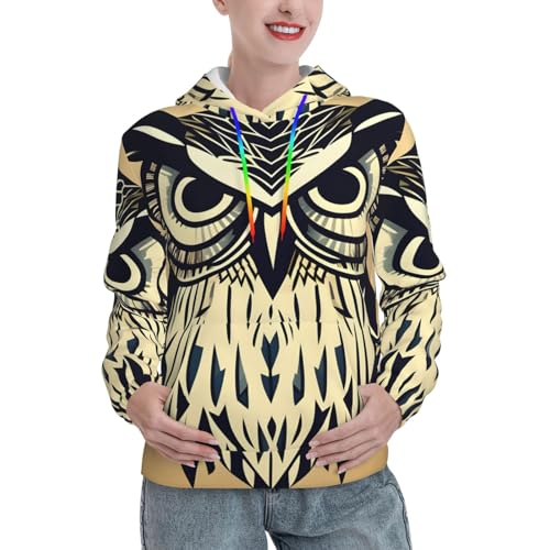 Sweat à capuche hibou tendance vêtement automne femme avec poche de rangement