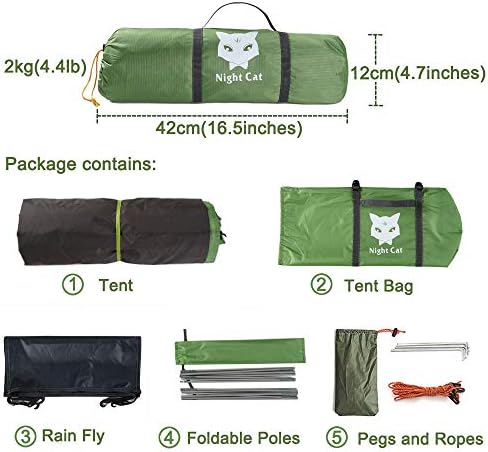 Night Cat Backpacking Tent for One 1 to 2 Persons Lightweight Waterproof Camping Hiking Tent for Adults Kids Scouts Easy Setup Single Layer 5 511iZoGJ24L. AC