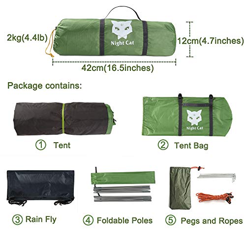 Night Cat Backpacking Tent For 1 2 People Camping Tent For Adults Scouts Kids Waterproof Roomy Lightweight Compact With Carrying Bag #TOP4
