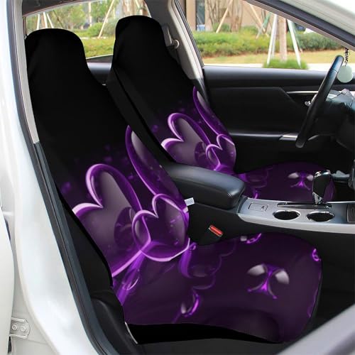 Protection de siège auto élastique imprimée cœurs violets