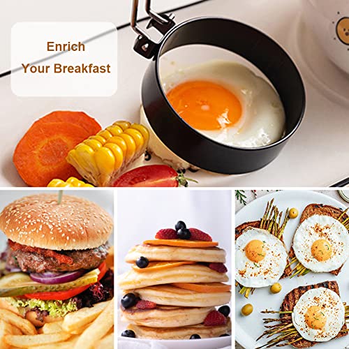 Yubng 3.5 Inch Egg Rings For Frying Eggs ,4 Pack Non-Stick Egg Patty Maker, Pancake Mold For Indoor Camping Breakfast Sandwiches Egg Mcmuffins  (4 Pack, 3.5Inch) #TOP2