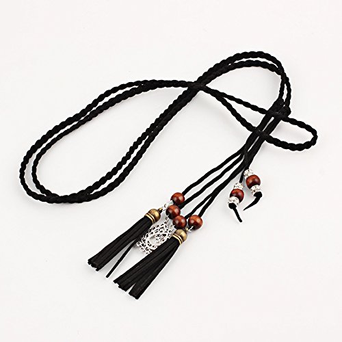 Women's Waist Belts Woven Tassels Chain Belt Skinny Rope Belt for Skirt Dress Boho Style 5