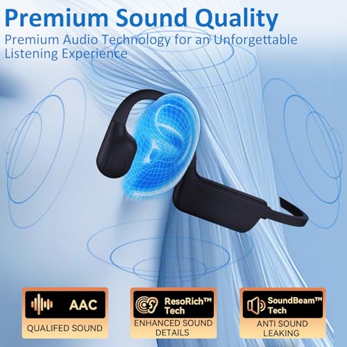 Image of Swimming Headphones, IP68 Waterproof Bone Conduction Headphones, Bluetooth 6.0&MP3 with32GB Memory Card, Skin Open Ear Swim Earbuds with Adjustable Headband for Swim Cap /Hat, Magnetic Charging(Black)