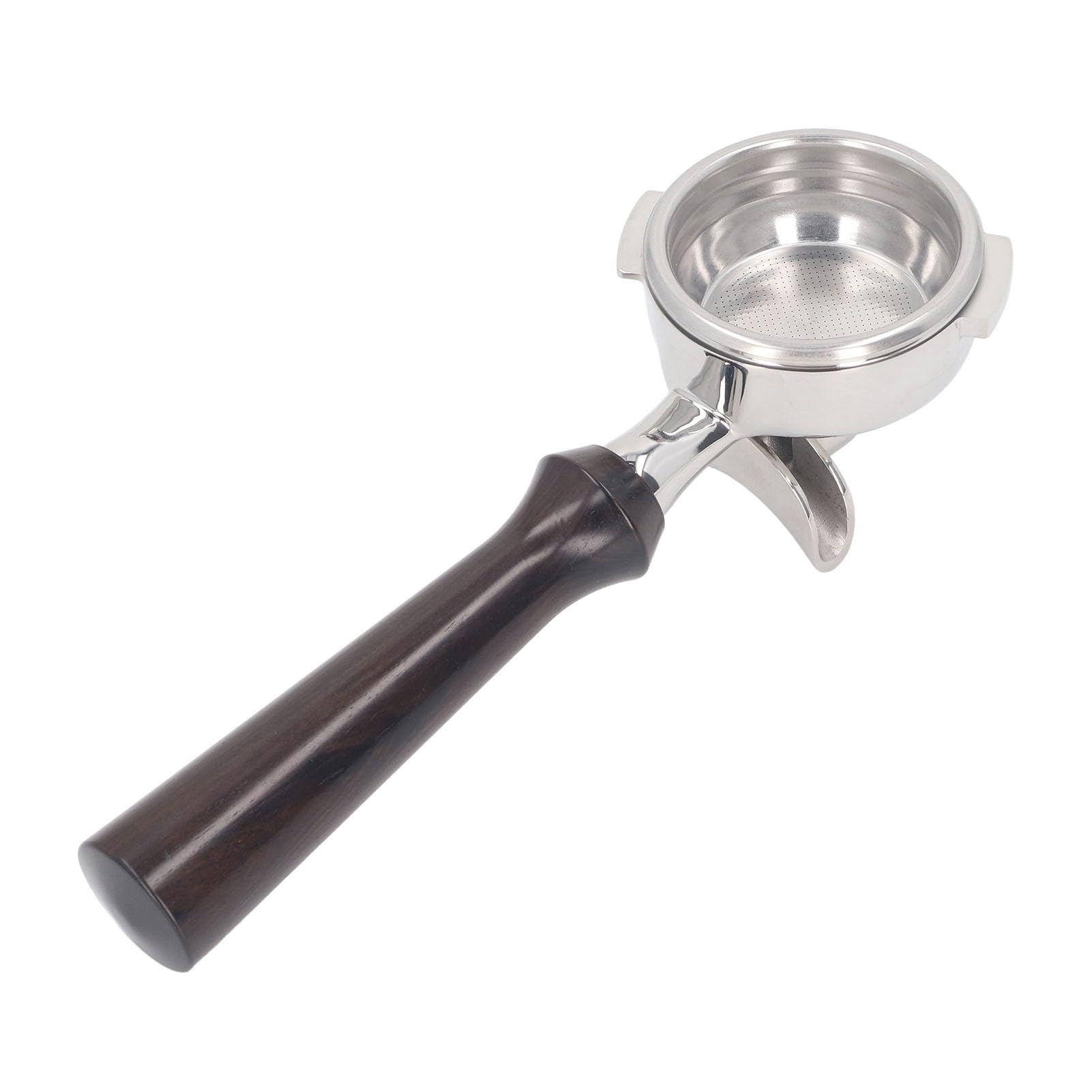 Cestello con Doppio Beccuccio Portafiltro con Beccuccio Doppio da 58 Mm, Portafiltro per caffè Cestello Filtro in Acciaio Inossidabile con 2 Orecchie Manico in Legno Massello per Macchine da