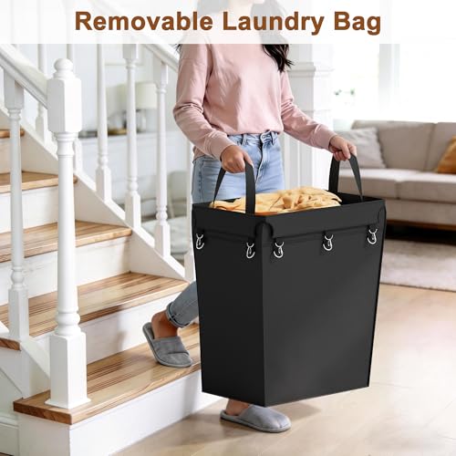 Hoctieon 2 Section Laundry Sorter Cart, 300L Rolling Hamper with Wheels, Industrial Laundry Basket Organizer, Large Dirty Clothes Hamper for Home & Hotel, Heavy Duty, Black by Hoctieon - Image 7