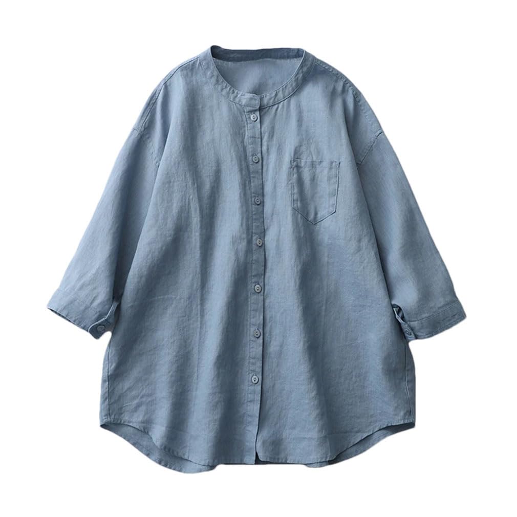 Camicia da donna in lino Primavera ed estate Moda allentata Camicie