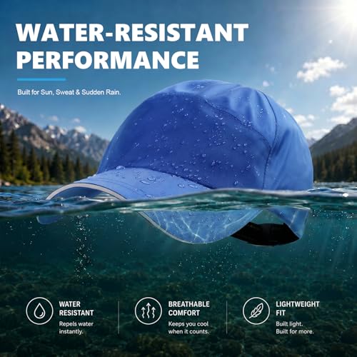 Image of Mens Waterproof Baseball Cap Womens Rain Hat Quick Dry Running Hat with Sweatband Outdoor Golf Breathable Sports Cap