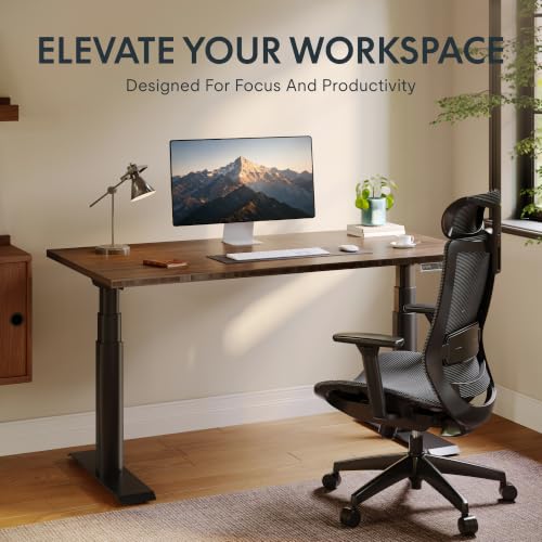 Image of FLEXISPOT E6 Pro Large 78 inch x 30 inch Organic Modern Bamboo Standing Desk, Electric Dual Motor 3-Stage Height Adjustable Desk with Oval Legs, Heavy Duty 330lbs, Walnut Bamboo Desktop, Black Frame