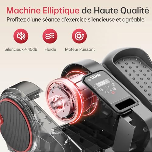 Appareil Elliptique de Bureau, Vélo Elliptique Électrique avec Télécommande et Écran LED, 12 Vitesses Réglables, Pédalier d'Appartement pour Seniors et Adultes – Image 3