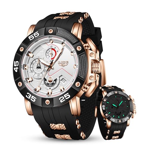 Image of LIGE Unique Mens Wristwatch Fashion Multifunction Chronograph with Calendar Quartz Analog Watch Waterproof Outdoor Sport Watch for Men Casual