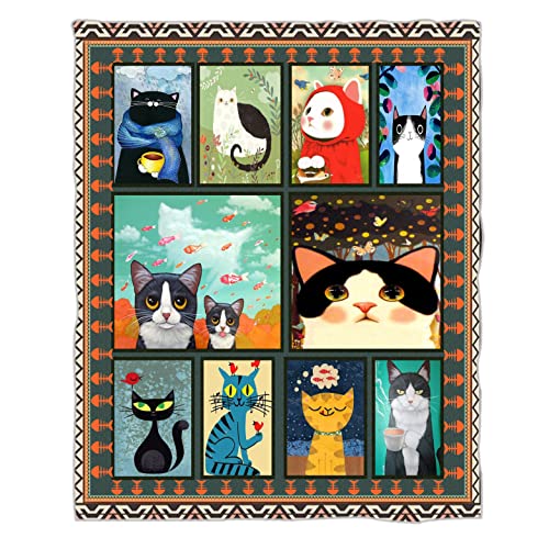 Garagadella Cats Fleece Throw Blanket,330Gsm 60''X80'' Oversize Super Soft Cats Flannel Throw Blankets Wrinkle-Resistant For Kids Boys & Girls #TOP1