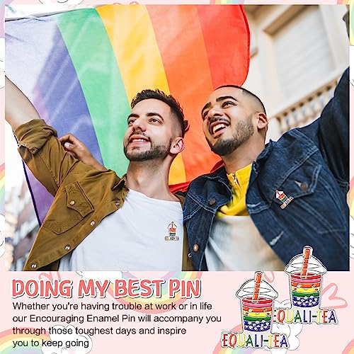 Image of Batiyeer 100 Pcs Gay Pride Pins LGBTQ Rainbow Equalitea Lapel Pins Milk Tea Enamel Brooch Badge for Pride Parades Month Support Gift Backpack Clothes Bags Hats Accessories Decoration