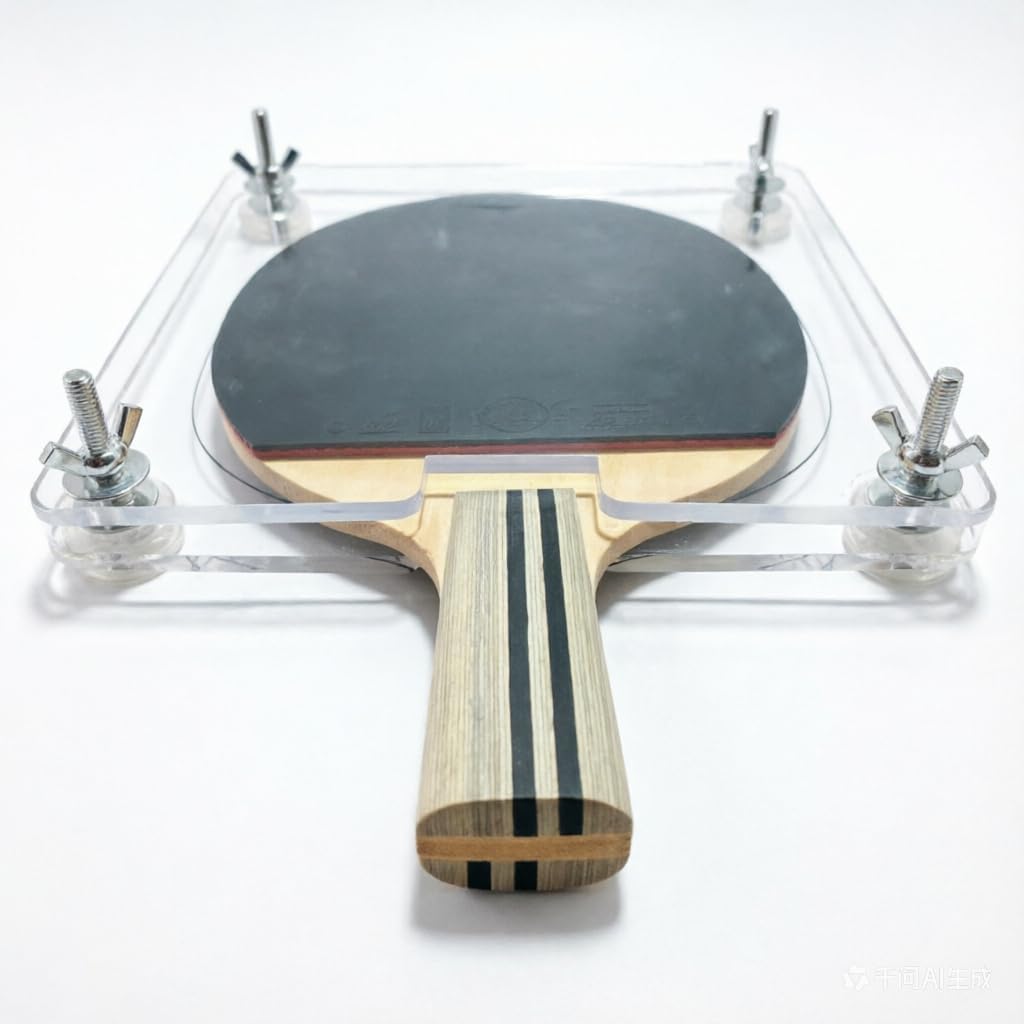 Table Tennis Paddle Press Tool, Precision Ping Pong Racket Press Balancer, Clear Acrylic with Adjustable Clamps