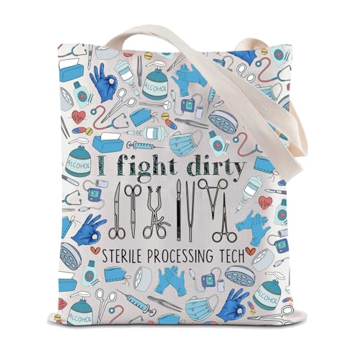 ZJXHPO Surgical Technician Tote Bag I Fight Dirty Sterile Processing Tech Shoulder Bag Surgical Tech Appreciation Gift (Fight Dirty Tote)