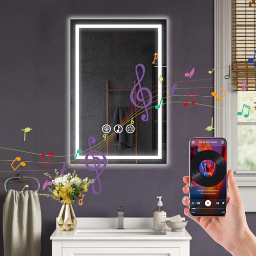 Bluetooth+antiappannamento+dimmerabile+3 Colori, Rotondo, 40L x 60l cm