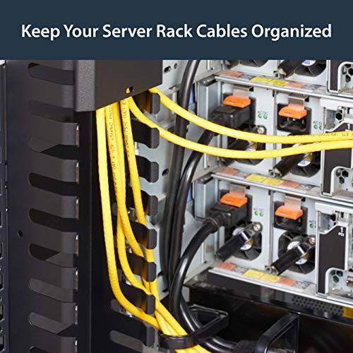 Image of StarTech.com Vertical Cable Organizer with Finger Ducts - Vertical Cable Management Panel - Rack-Mount Cable Raceway - 0U - 6 ft. (CMVER40UF), Black