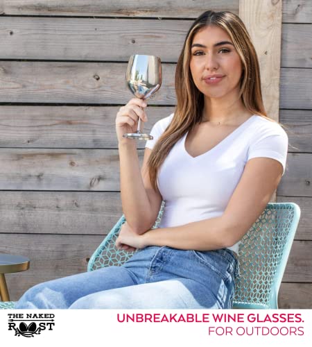 Stainless Steel Wine Glasses Stemmed - 18 Oz. - Premium Outdoor Unbreakable Wine Glasses For Camping, Parties, Picnics, Pool - Unique Silver Metal Wine Glass Unbreakable - Set Of 2 #TOP1
