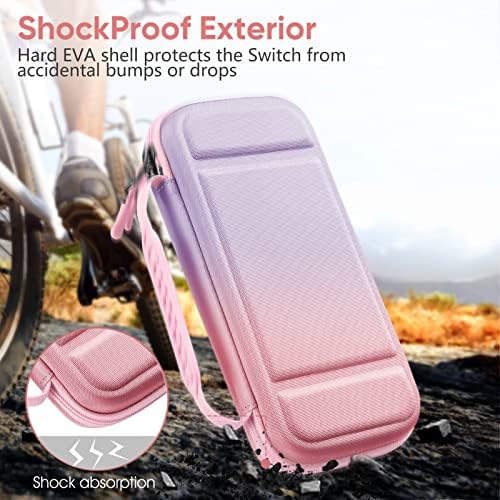 Fintie Carrying Case for Nintendo Switch OLED Model 2021/Switch 2017, [Shockproof] Hard Shell Protective Cover Travel Bag w/10 Game Card Slots for Switch Console Joy-Con & Accessories, Fantacy Ombre — view 4