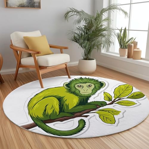 Tapis de salon rond lavable en machine moquette douce de 150 cm blanc - 2