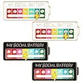 QWORK® 4 Piezas Pines de Batería Social, Divertidos Pines de Estado de Ánimo para Toda la Semana, Pines Interactivos de Estado de Ánimo