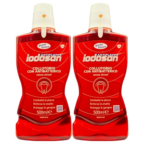 Collutorio Con Antibatterico Antiplacca, Senza Alcool. Combatte La Placca, Rafforza Lo Smalto e Protegge Le Gengive. Gusto Fresco 500ml (2 Flaconi)