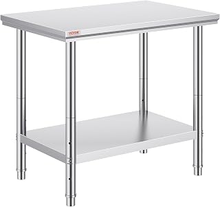 Vevor Stainless Steel 900x600x800 mm Commercial Kitchen Prep & Heavy Duty Metal Work Table with Adjustable Feet for Restaurant, Home and Hotel : Industrial & Scientific