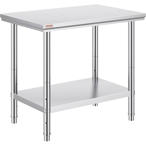 Vevor Stainless Steel 900x600x800 mm Commercial Kitchen Prep & Heavy Duty Metal Work Table with Adjustable Feet for Restaurant, Home and Hotel : Industrial & Scientific