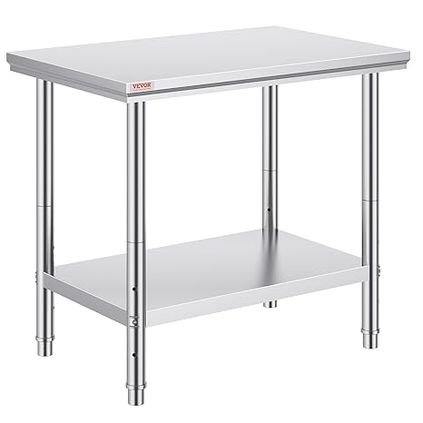 Vevor Stainless Steel 900x600x800 mm Commercial Kitchen Prep & Heavy Duty Metal Work Table with Adjustable Feet for Restaurant, Home and Hotel : Industrial & Scientific
