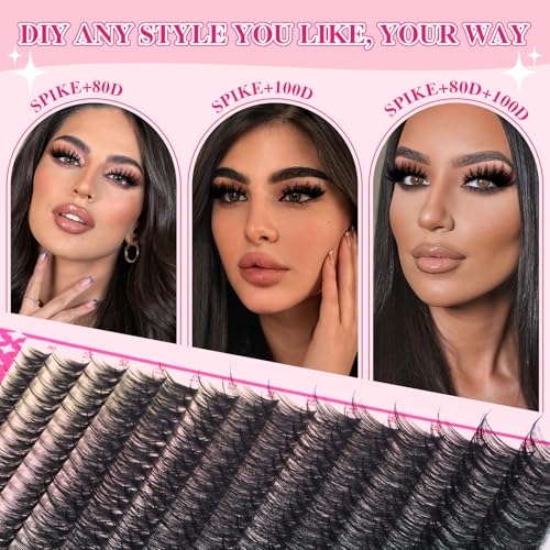 PROLASHBEAUTY Spiky Lash Clusters Manga Lash Clusters Kit 80 Thick Individuals Lashes with Spikes Lash Bond and Seal Lash Remover Lash Tweezer Apply at Home(80D, 8-18mix) — view 4