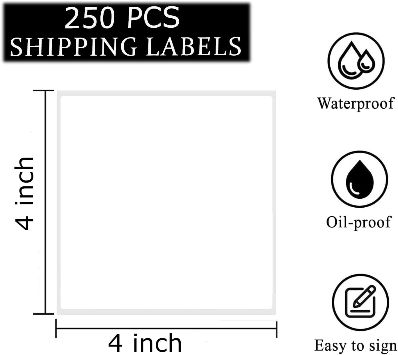 4" x 4" Thermal Labels Printable Shipping Label Stickers with Strong Adhesive, Large White Sticker Square Labels for Mailing, Shipping, Compatible with Most Thermal Printers (4" x 4"-250pcs) - Image 2