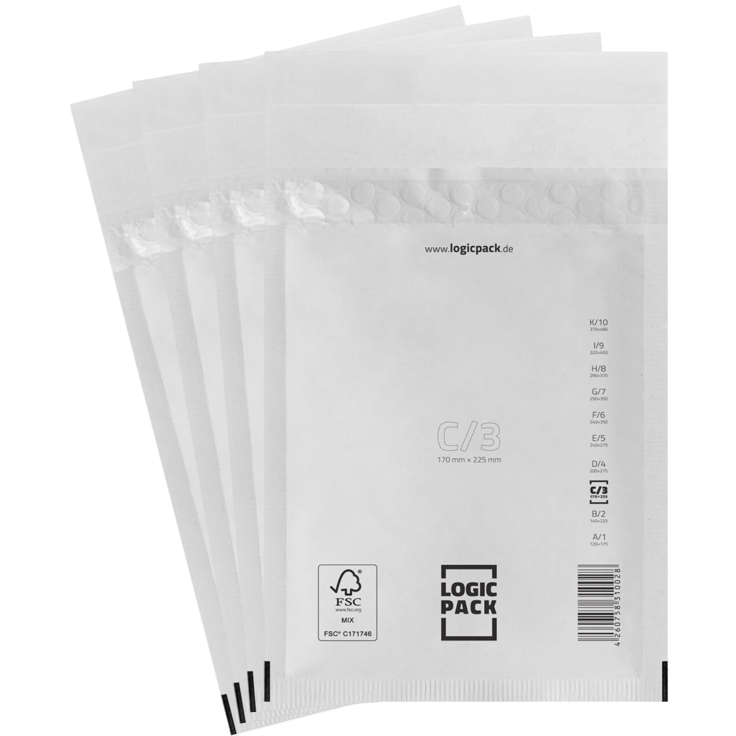 100 Luftpolsterumschläge Versandtaschen Luftpolster C3 170 x 225 mm Weiß, Luftpolstertaschen Haftklebend Gepolsterte Briefumschläge Premium Umschläge Polsterumschläge geeignet für DIN A5