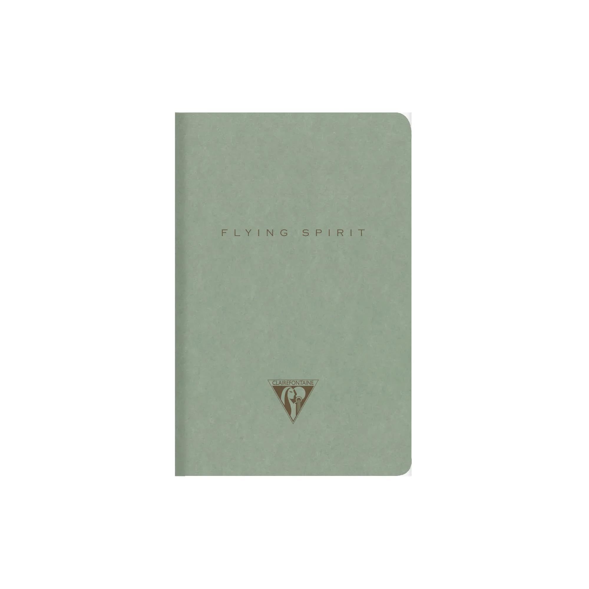 Clairefontaine - 107596C - A Flying Spirit Thread Stitched Notebook 9x14cm 96 Lined Pages 90g Paper - Green Grey hardback Cover - 5 Designs, Random delivery