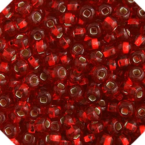 John Bead Czech Glass Seed Beads 6/0 Silver Lined Red 22Grams Beads for DIY Arts Crafts Jewelry Bracelets Necklaces Earrings Making