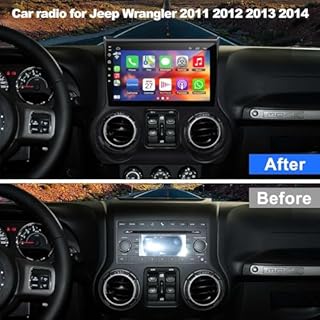 Upgraded Android 13 Car Radio for Jeep Wrangler (2011 2012 2013 2014), 10.2 Inch Car Radio with Carplay&Android Auto Support GPS Navigation, Backup Camera,FM/RDS Radio