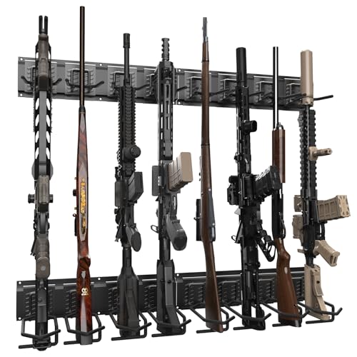 PonyH Gun Rack for Wall – Wall Mount Gun Rack & Gun Wall Mount, Heavy-Duty Gun Racks,1/4/8 Slot Storage Options for Rifles & Shotguns
