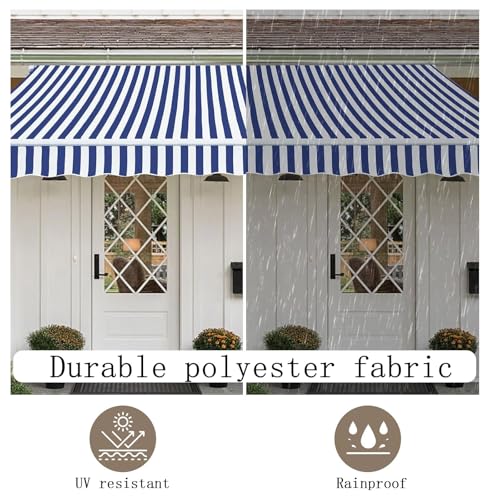 Toldo retráctil manual elimina el calor sofocante del balcón con lona de rayas ajustable 3