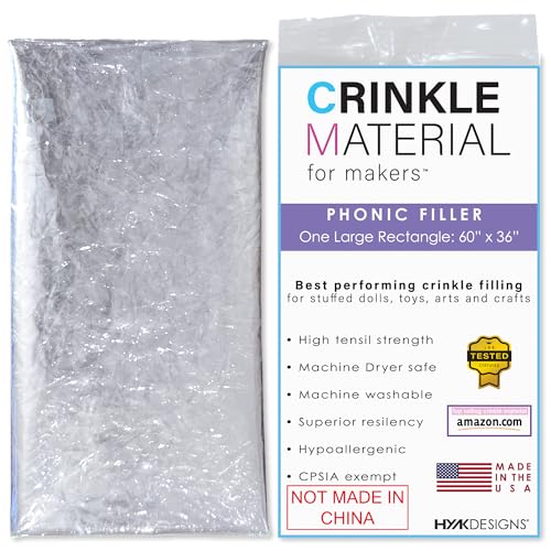 HYAKDesigns™ Crinkle Plastic Film | 60" x 36" - Commercial Grade Filler for Baby and Pet Toys, Sensory Crafts, Noise and Texture