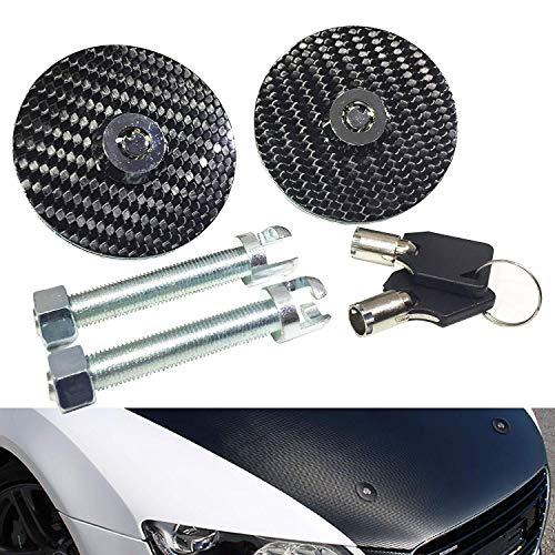 VITO Universal 100% Carbon Fiber Front Hood Latch Pin Key Locking Kit Black